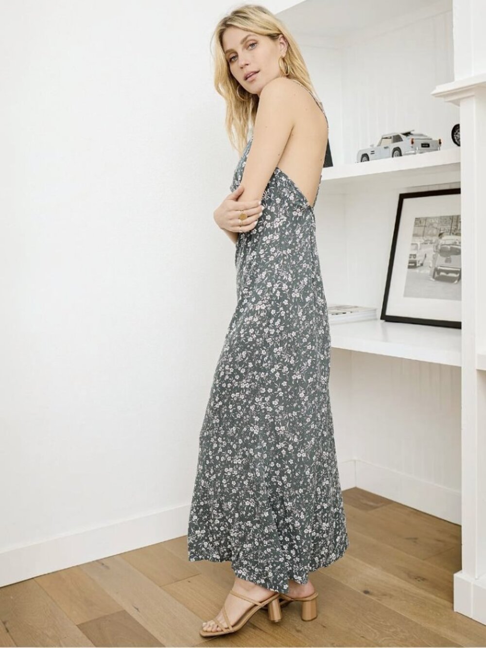 NWT Lulus Would Be Love Olive Green Floral Print Maxi Slip Dress (size S) - Picture 3 of 11